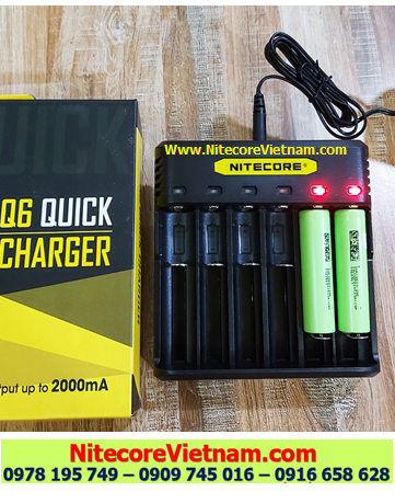 Nitecore Q6 (Bộ sạc 06 Khe Sạc kèm sẳn 02 pin SẠC 18650 DMEGC INR18650-29E 2850mAh lithium 3.7v) chính hãng